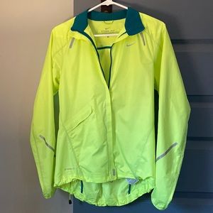 Nike neon lime green women’s running jacket size S